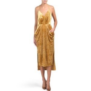 BCBGeneration Gold Velvet Faux Wrap Dress
